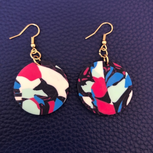 Retro Multicolor Polymer Clay Earrings - Picture 3 of 3